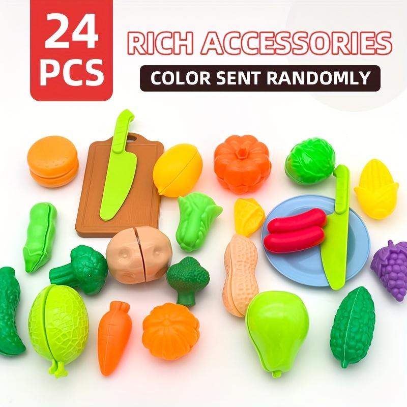 

Набор для нарезки фруктов и овощей для детей, 24 шт., многоразовые кухонные игрушки, пластиковая еда для нарезки, кухонные игрушки для нарезки фруктов и овощей 24PCS