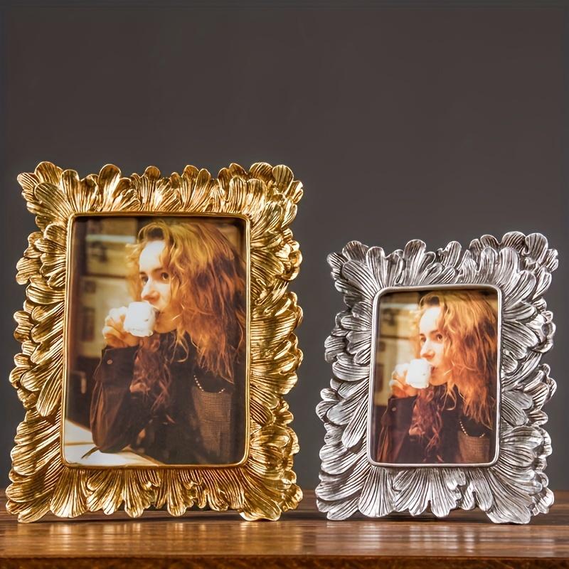 WTEMPO 1PC European and American Style Retro Palm Leaves Shaped Photo Frame, Solid Color 5-inch Picture Frame, Home Creative Photo Frame Decoration