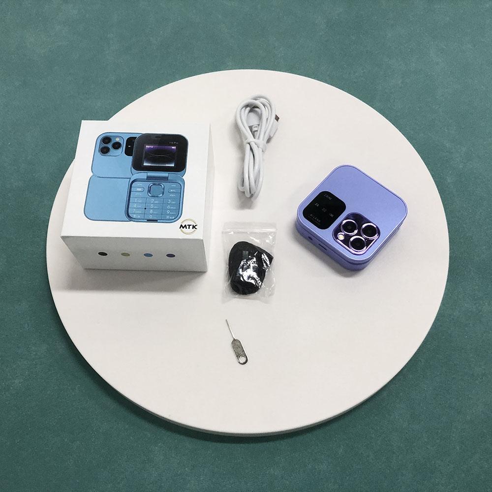 I16 Pro Super Mini Dual SIM Phone 1.77inches HD Screen Flip Mobile Phone 2G GSM Foldable Small Feature Phone Bluetooth FM Radio Speed Dial Phone