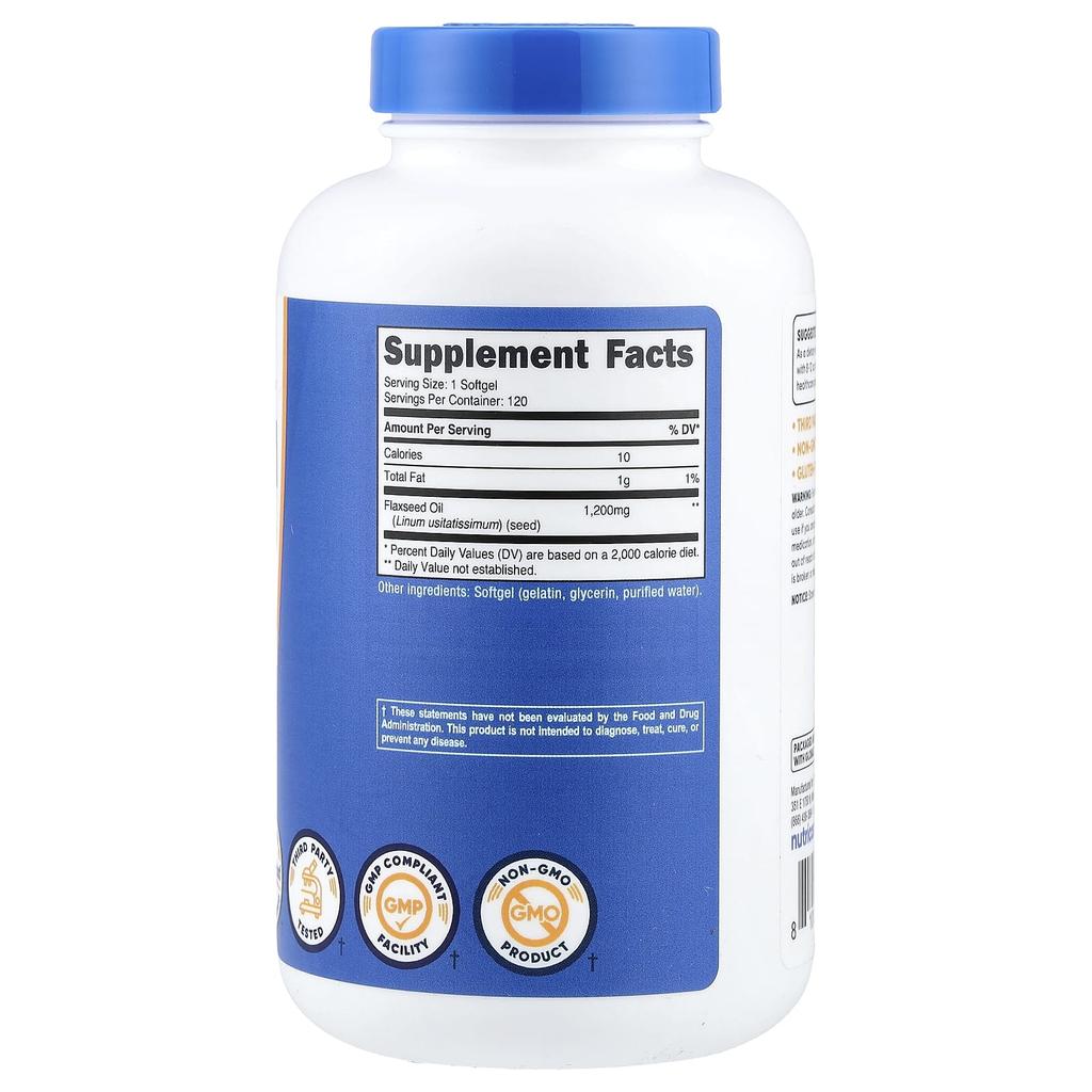 Nutricost Flaxseed Oil, 1,200 Mg, 120 Softgels