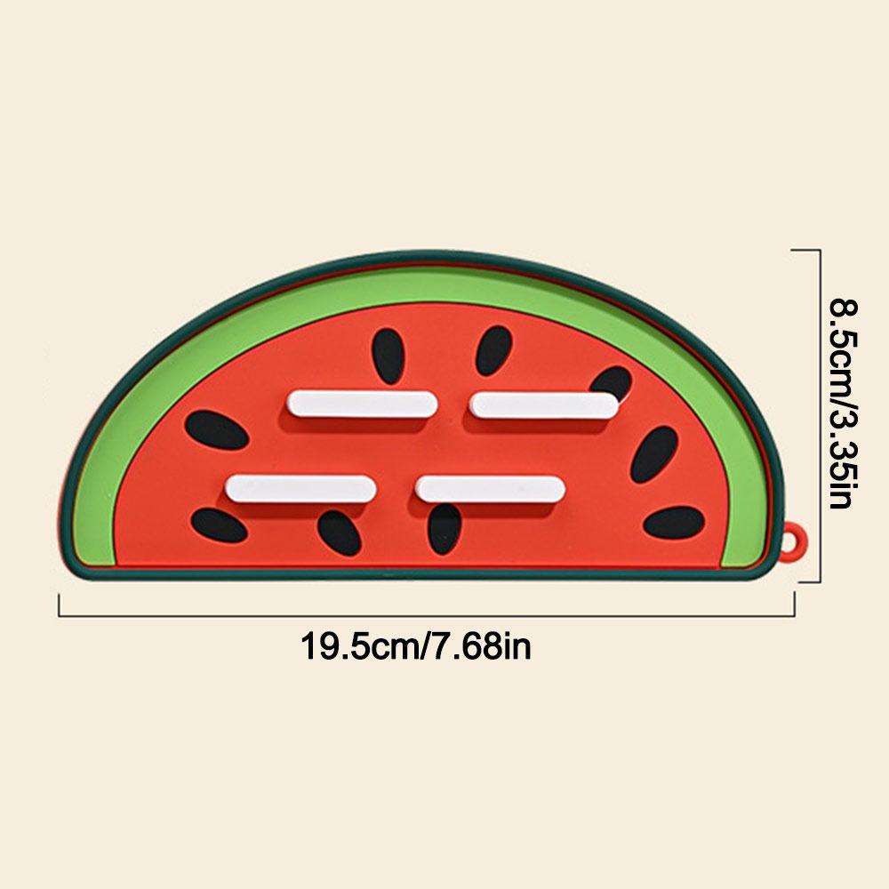 Soft Silicone Pot Lid Drain Mat Non-slip Multifunctional Board Holder Heat Insulation Watermelon Shape Spatula Storage Mat