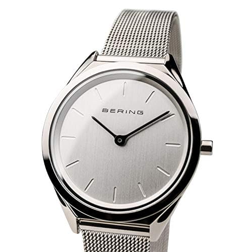 BERING Men's & Women's (Unisex) Analog Quartz Ultra Slim Collection Watch with Stainless Steel Strap & Sapphire Crystal Silver Mesh Band (Product Numb