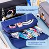 Cartoon Space Astronaut Pencil Case Large Capacity Canvas Pencil Bag Kids School Office Supplies Student Cartoon Stationery Bag