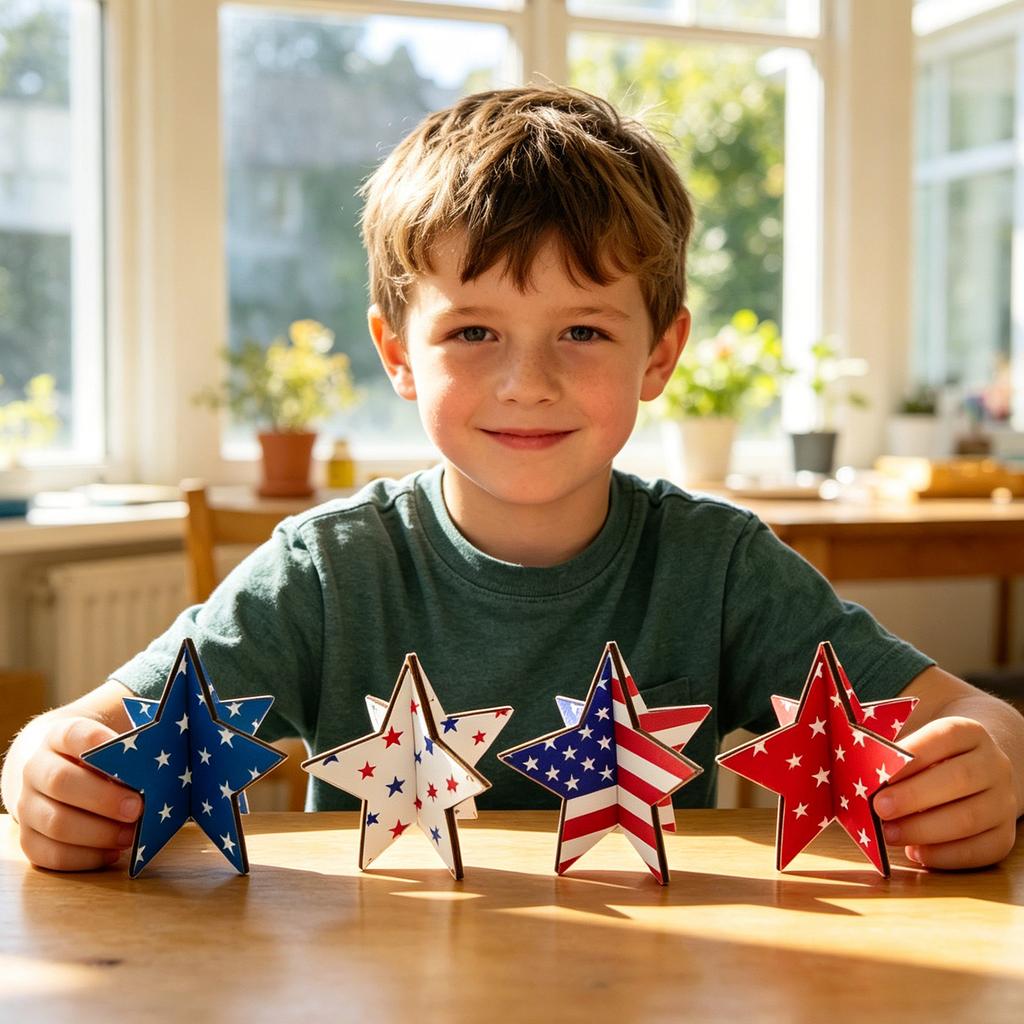 Cardboard Star Shaped Tabletop Decoration with White Star Print for Party Home Office Display Events Crafts DIY Projects