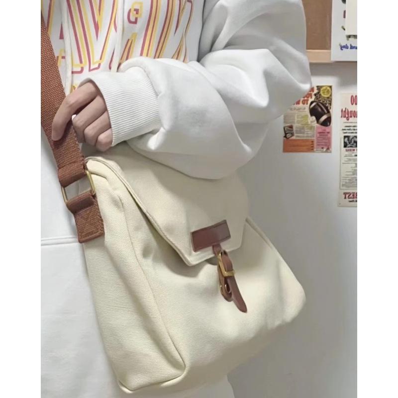 Korean Retro Women Handbags Lady Commuter Casual Crossbody Bags Canvas Shoulder Tote Bags Student School Messenger Bags