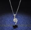 Luxury Solid Platinum PT950 Moissanite Diamond Pendant Necklace Women's S-shaped Lightning Pendant Clavicle Chain