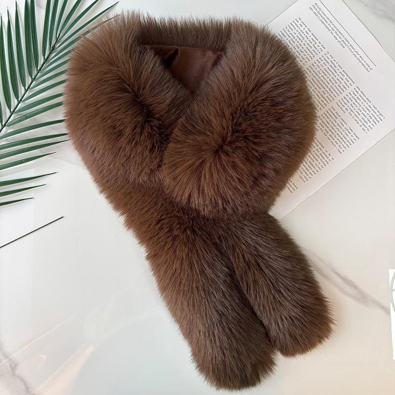 Herren Damen Kunstfuchsfell Magnetischer Schal Dick Warm Halskragen Einfach Vielseitig Winter Plüsch Nackenschutz