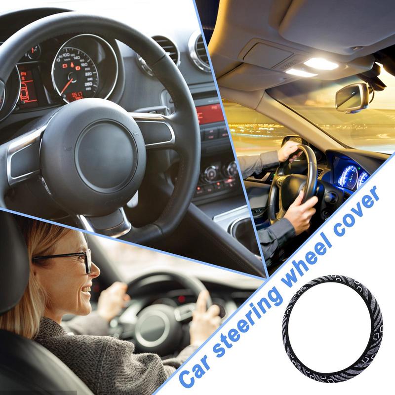 Flax Steering Wheel Cover Elastic Breathable Flax Cloth Cover No Inner Ring Ethnic Style Steering Wheel Decor Cover All Seasons