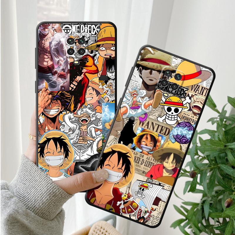 One Piece Super Gear 5 Luffy Case for Xiaomi Redmi Note 13 14 Pro Plus 12s 10S 9 10 11 12 7 8 11s 9S Black Soft Phone Cover