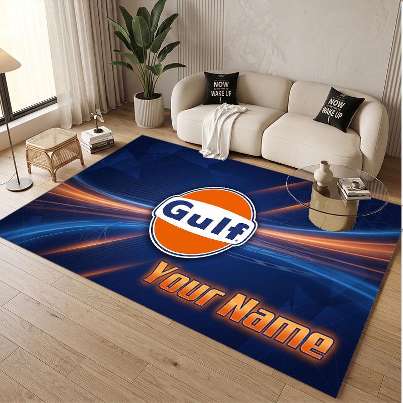 Custom Rug Gulf Pattern Print Name Text Soft Non‑Slip Floor Carpet for Home Indoor Decoration
