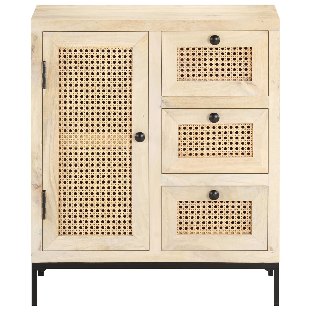 Sideboard 60x35x70 cm Solid Mango Wood and Wicker