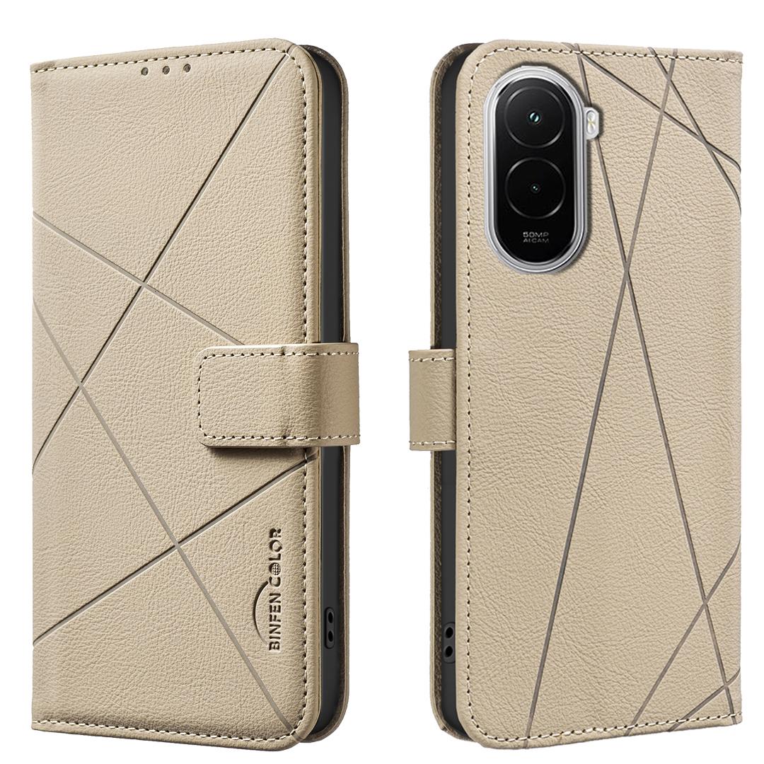 

Для Xiaomi Poco M7 4G (169мм) Чохол BINFEN COLOR BF35 Геометрія Витиснена Шкіряний Чохол для Телефона Гаманець з RFID-Блокуванням Підставка