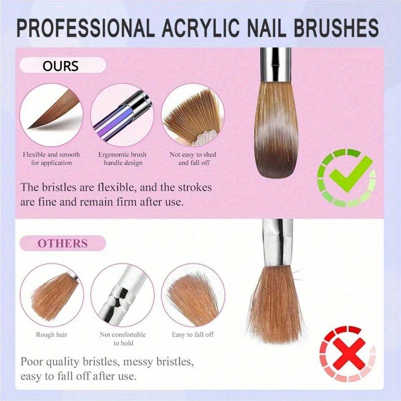 4Pcs Acrylic Nail Brush Set Acrylic Powder Brush Poly Extension Gel Brush Nail Polish Carving Pen for Women Home Solon Diy Nail Art Brushes Nail Pen