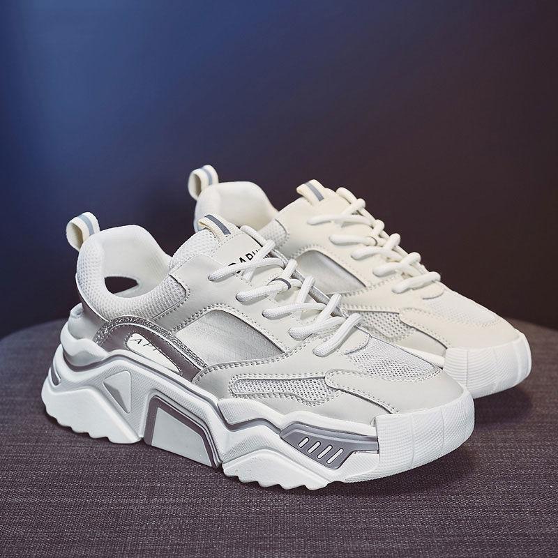 

Дышащие старые папины туфли с сетчатой ​​полой, женская летняя корейская версия, повседневная спортивная обувь с толстой подошвой 40 серый