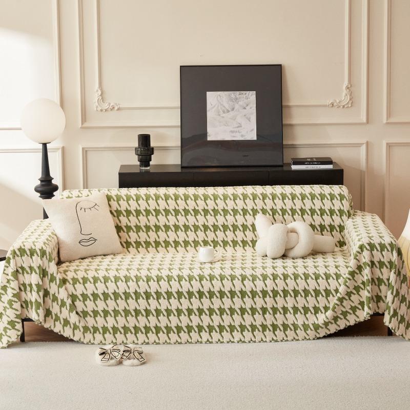 Plush Thousand Bird Grid Sofa Cover Cloth Towel One Piece Sofa Cover Sofa Blanket
