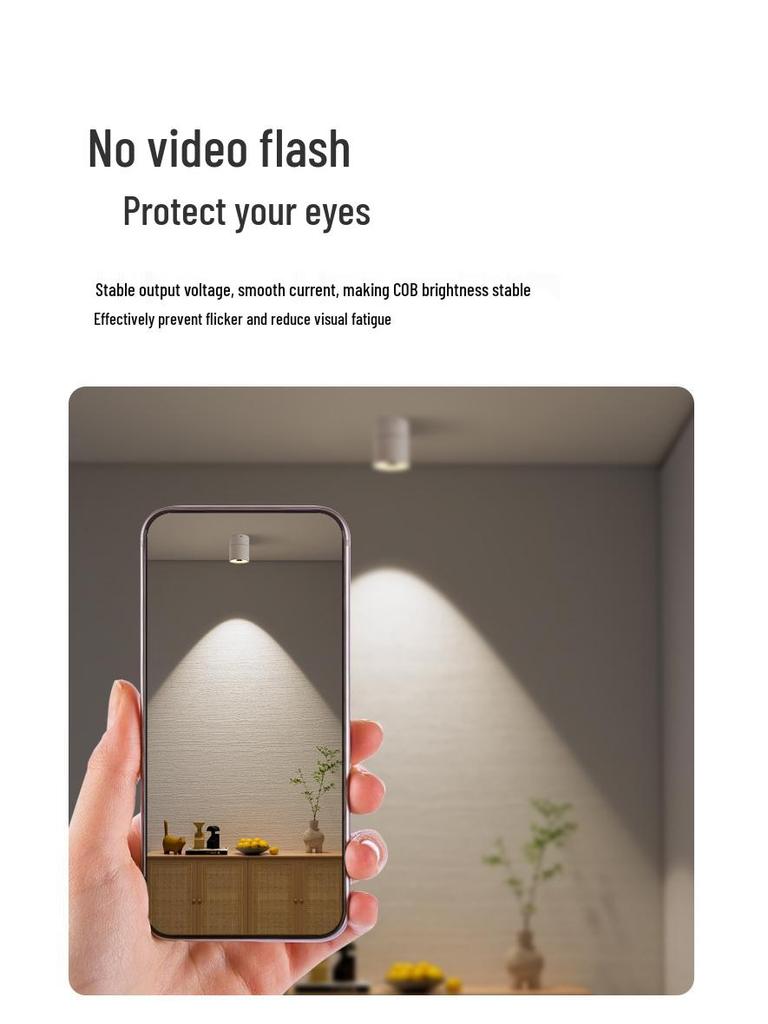 Adjustable LED Downlight Spotlight: Foldable No-Cutout Ceiling Light for Living Rooms, Walls, and Entrances