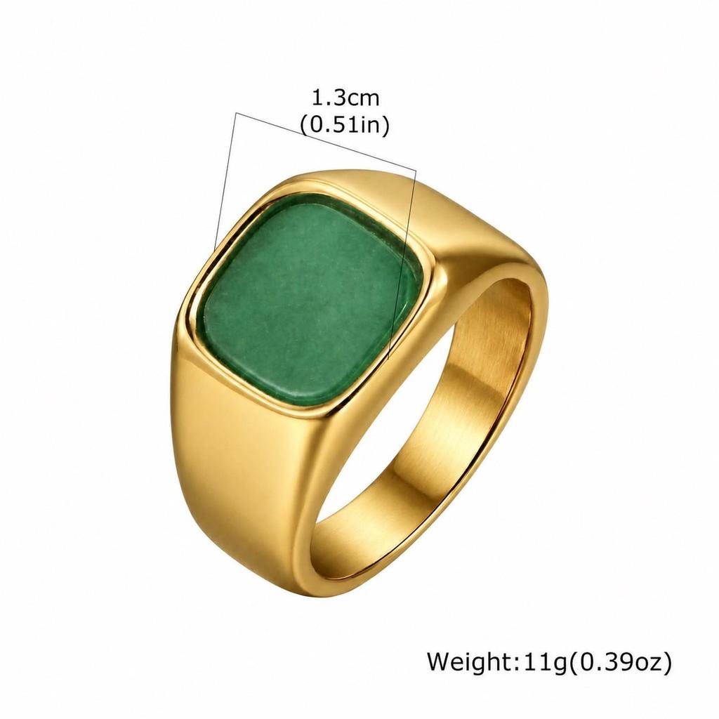 Stainless Steel Tiger Eye Square Ring with Metallic Luster - Trendy Index Finger Accessory RC-620