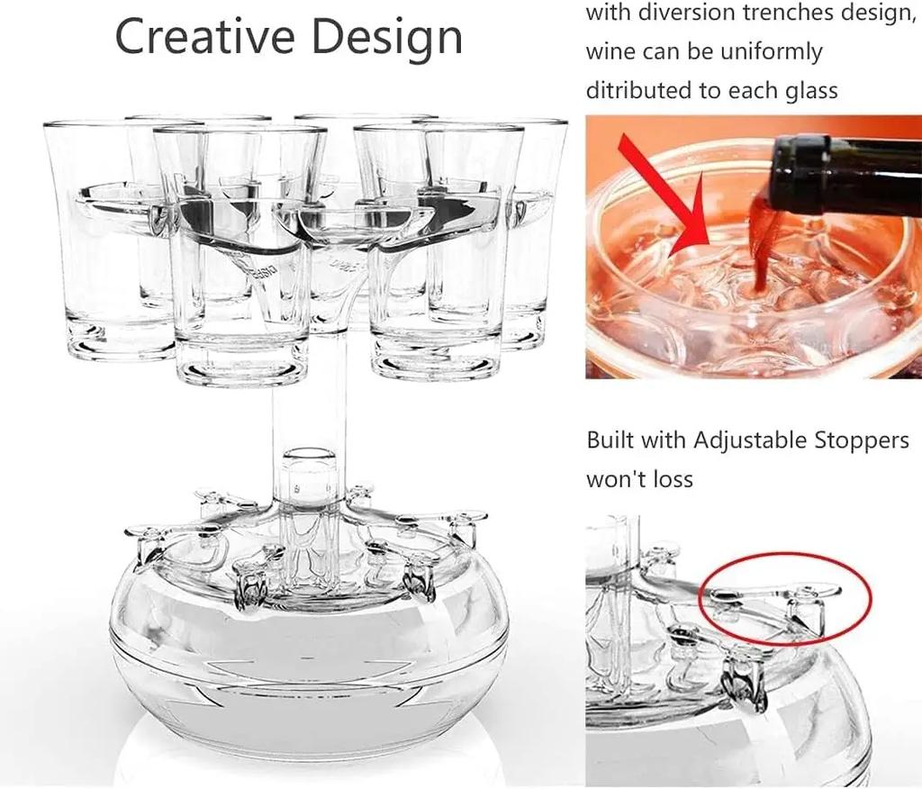 Party Game 6 Cups of Acrylic Wine Whiskey Beer Dispenser Bar Beer Cocktail Party Home Bar Party Alcoholic Beverage Dispenser