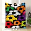 Colorful Soccer Balls Design Printed Flannel Blanket for Bedroom, Living Room, Sofa, and Nap