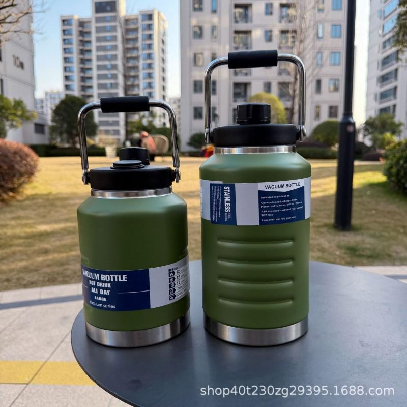 Large Capacity Insulated Water Bottle 1500ml 2000ml Stainless Steel Vacuum Thermos Outdoor Camping Travel Gym