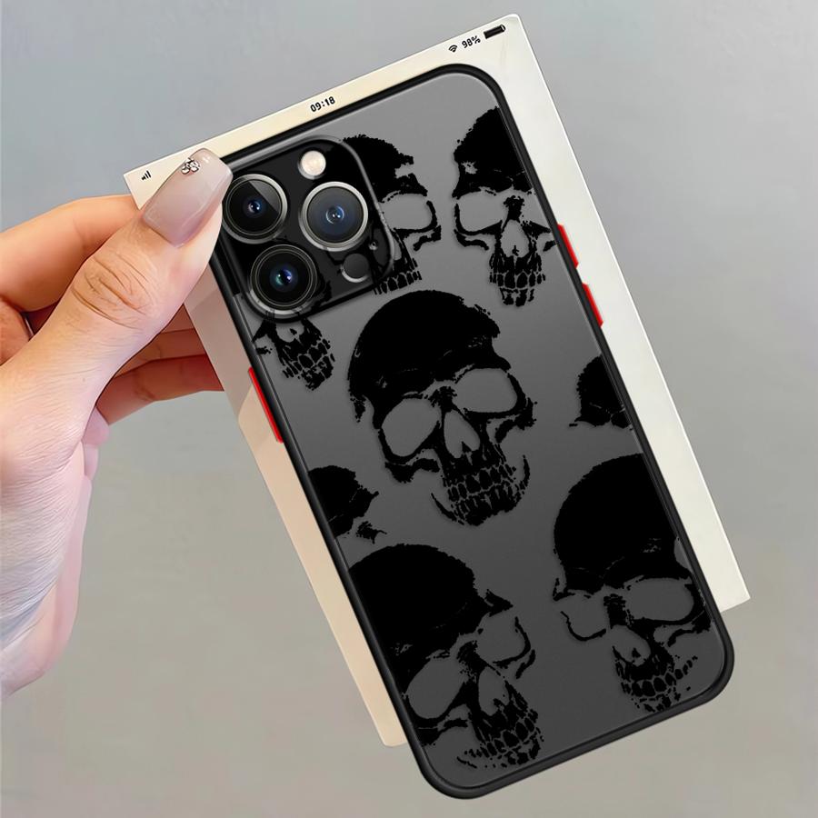 Hülle für iPhone 17 Pro Max 13 Mini 7 8 SE XS XR Air 14 12 15 16 Plus 11 Funda Rückseite Handyhülle Skelett Totenkopf