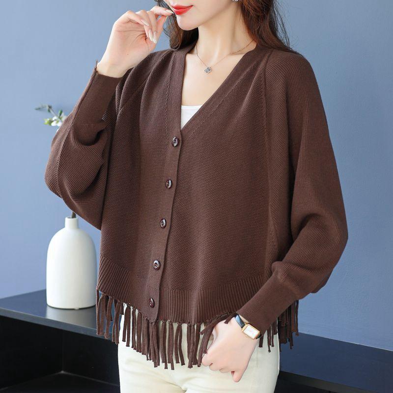 

Вязаный кардиган-жакет для женщин на раннюю осень, маленький снаружи, новый модный свободный платок на весну и осень average size