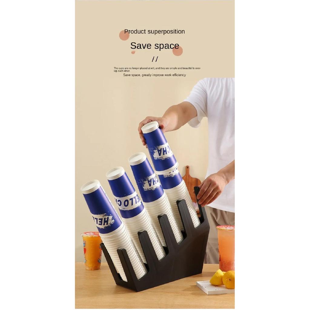 Kitchen Counter Paper Cup Stand 2/4 Grids Plastic Disposable Cup Holder Black Space Saving Storage Rack Cup Holders 5
