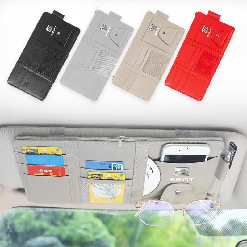 Car Sun Visor Point Type Multi-function Storage Bag Car Accessories for Seat Leon Cordoba Arona 5 6 MII Alhambra FR Altea Ibiza Toledo