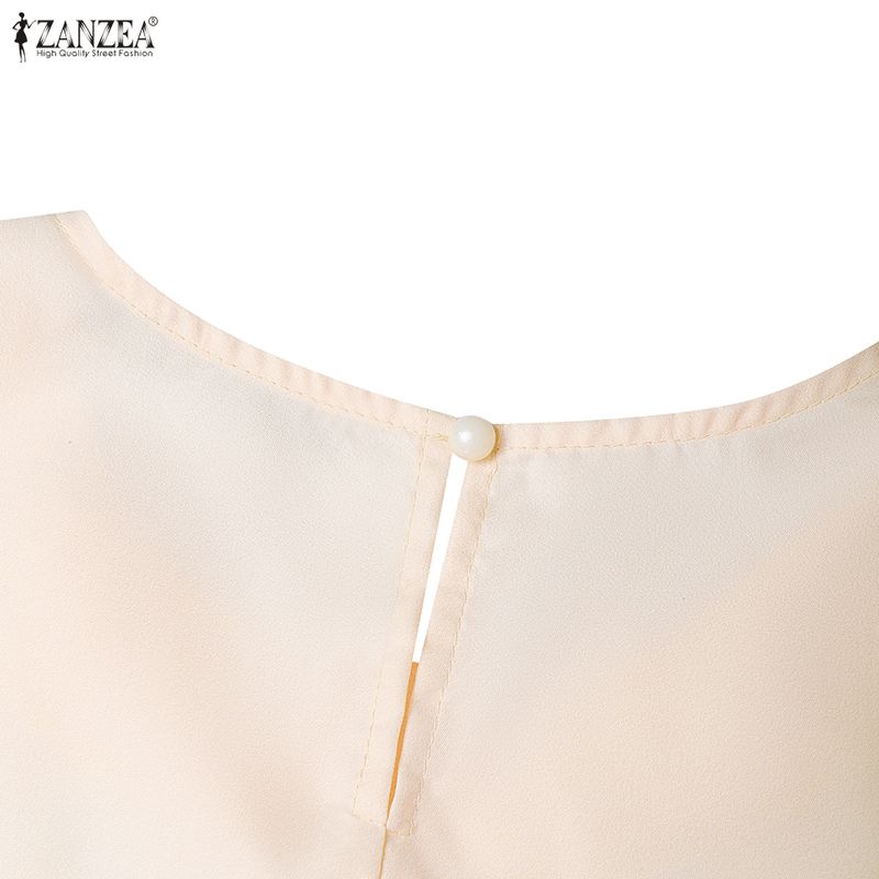 ZANZEA Damen Freizeit Rundhals 3/4 Ärmel Lockeres Printkleid