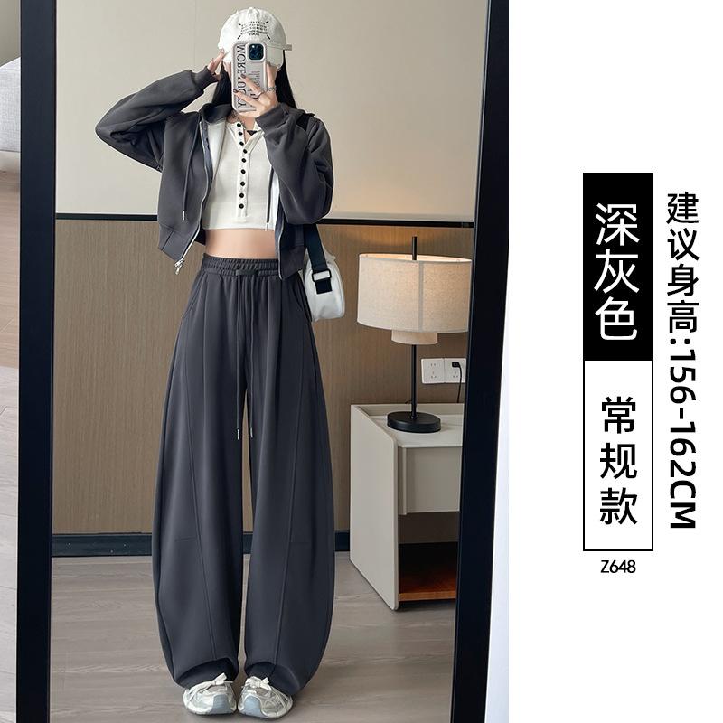 Gray Scimitar Wide-legged Women's New Spring and Autumn Small Lazy Loose Drape Casual Straight Sweatpants