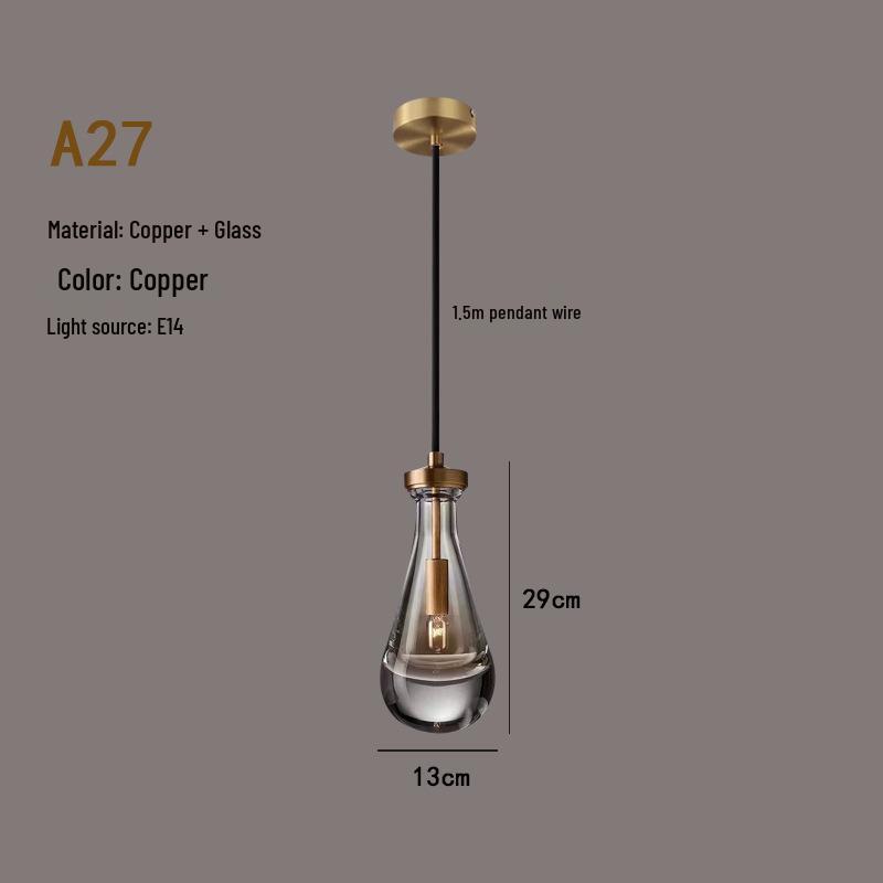 Luxury All-Copper Crystal Chandelier Pendant for Restaurants and Bedrooms