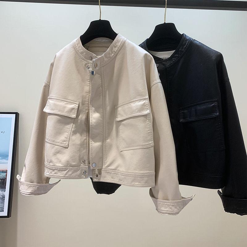 Damen Modische Retro Biker Lederjacke - 2025 Herbstkollektion, Vielseitiges Kurzes PU-Design