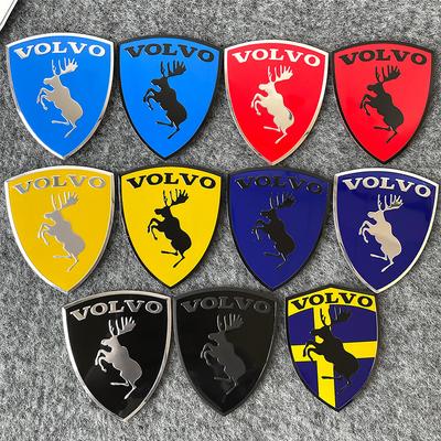 Metalowa Tarcza z Łosiem 3D Kreatywny Znak Samochodowy Naklejki Dekoracyjne na Karoserię Do XC60 XC90 S60 S90 V60 XC40 V50 S80 Akcesoria Samochodowe