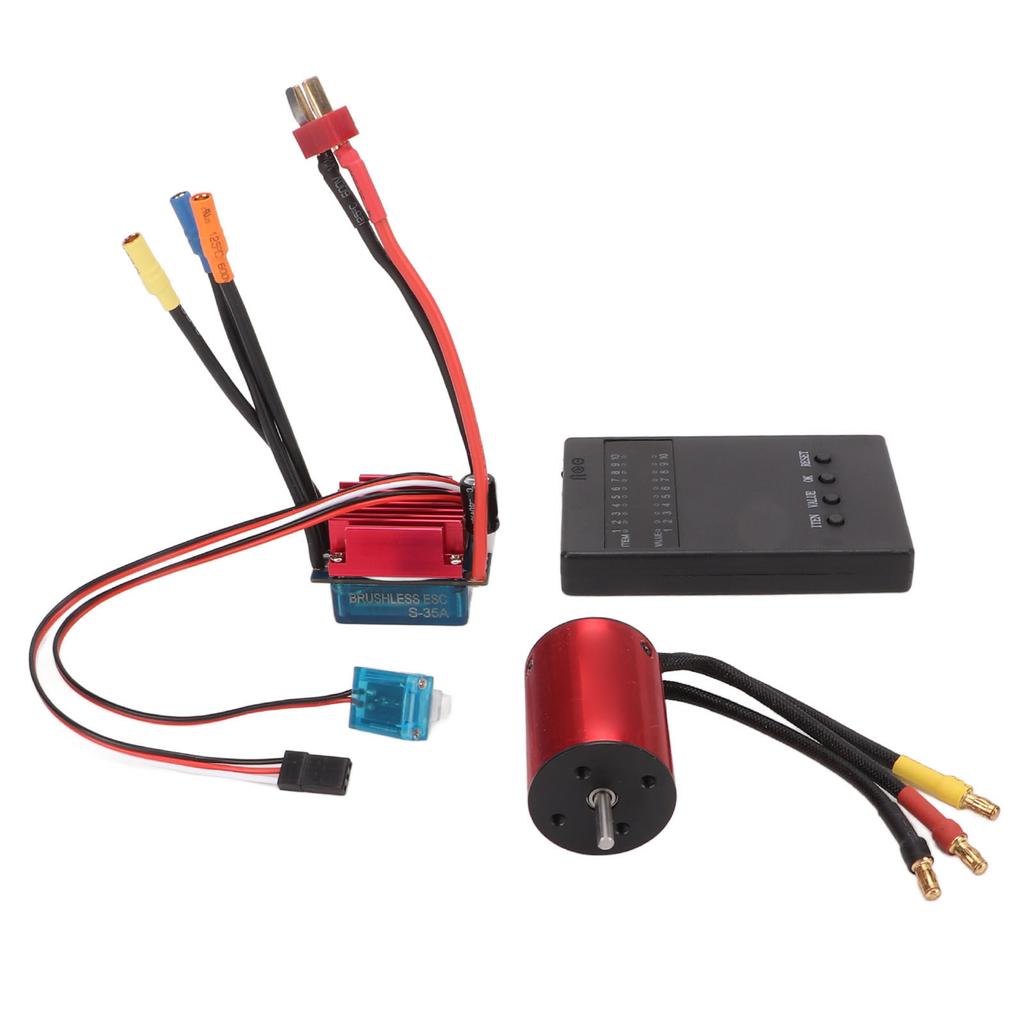 Brushless Motor ESC Set High Torsion Multiple Protection Programmable S35A Brushless ESC with Programmer for 1/14 1/16