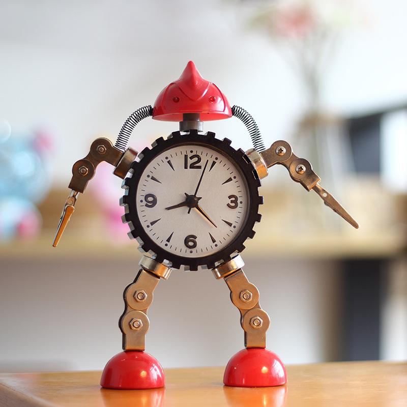 

Children s Cartoon Robot Alarm Clock - Silent Desktop Bedside Clock for Kids