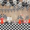 Rennwagen Party Dekorationen Karomuster Rennstrecke Banner Tischdecke Fahnen Banner Ballons für Kinder Renn-Geburtstagsparty Zubehör