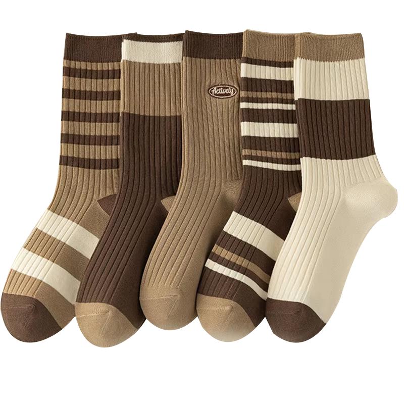 5 /10 Pairs Lot Socks for Women Ruffle Middle Tube Ankle Short Breathable Black White Set Spring Autumn