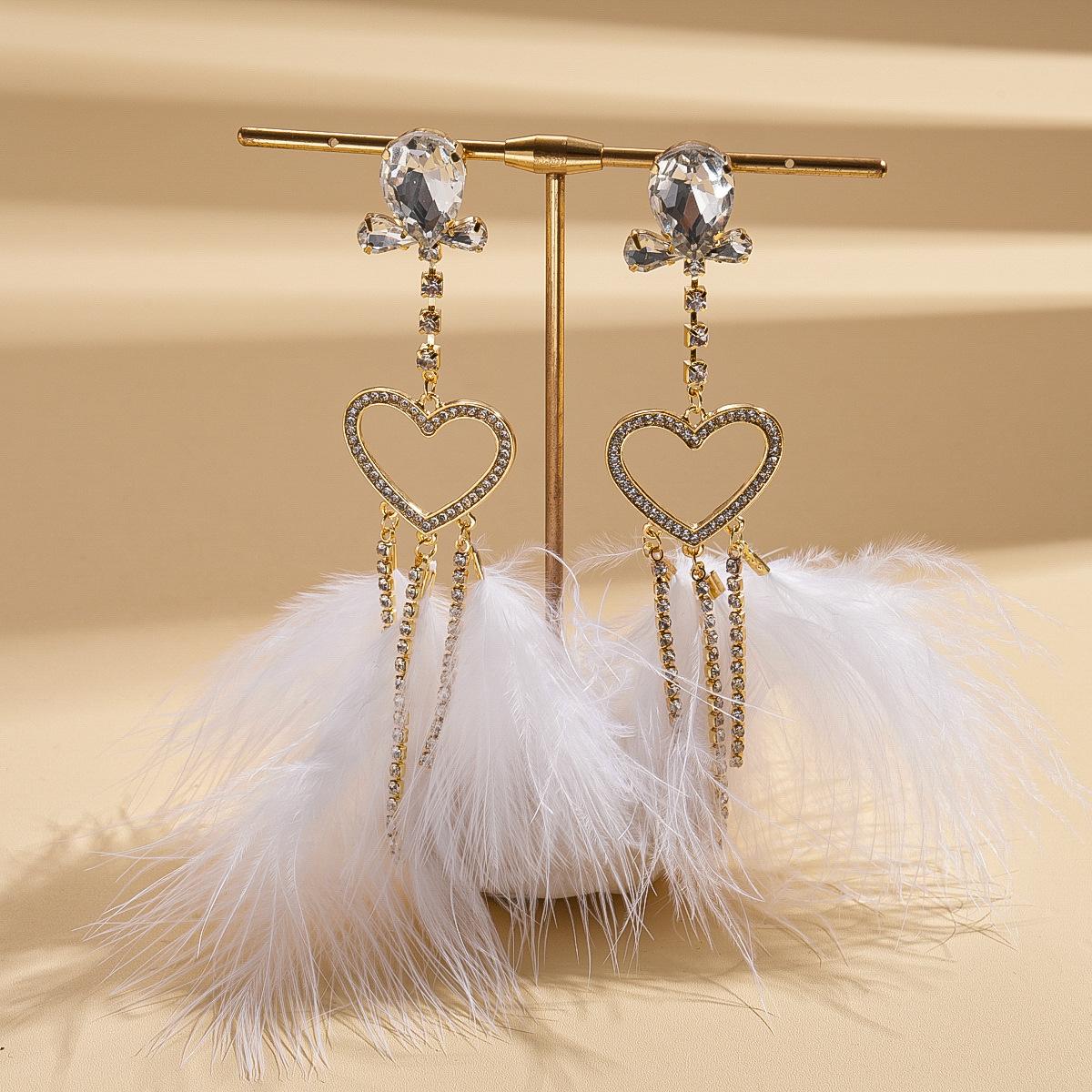 Персонализированные серебряные серьги-иглы с бахромой, украшенные бриллиантами, в виде пера любви, модные серьги в стиле легкой роскоши