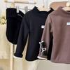 2024 Kids' Winter Thick Half-High Neck Velvet Base Layer T-Shirt - Korean Style
