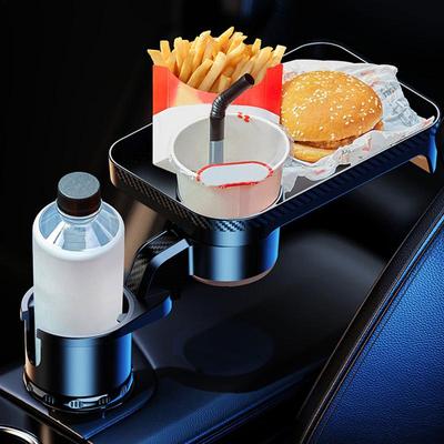Car Cup Holder With Attachable Tray 360 Degree Swivel Adjustable Car Food Eating Tray Table For Cup Holders Expander
