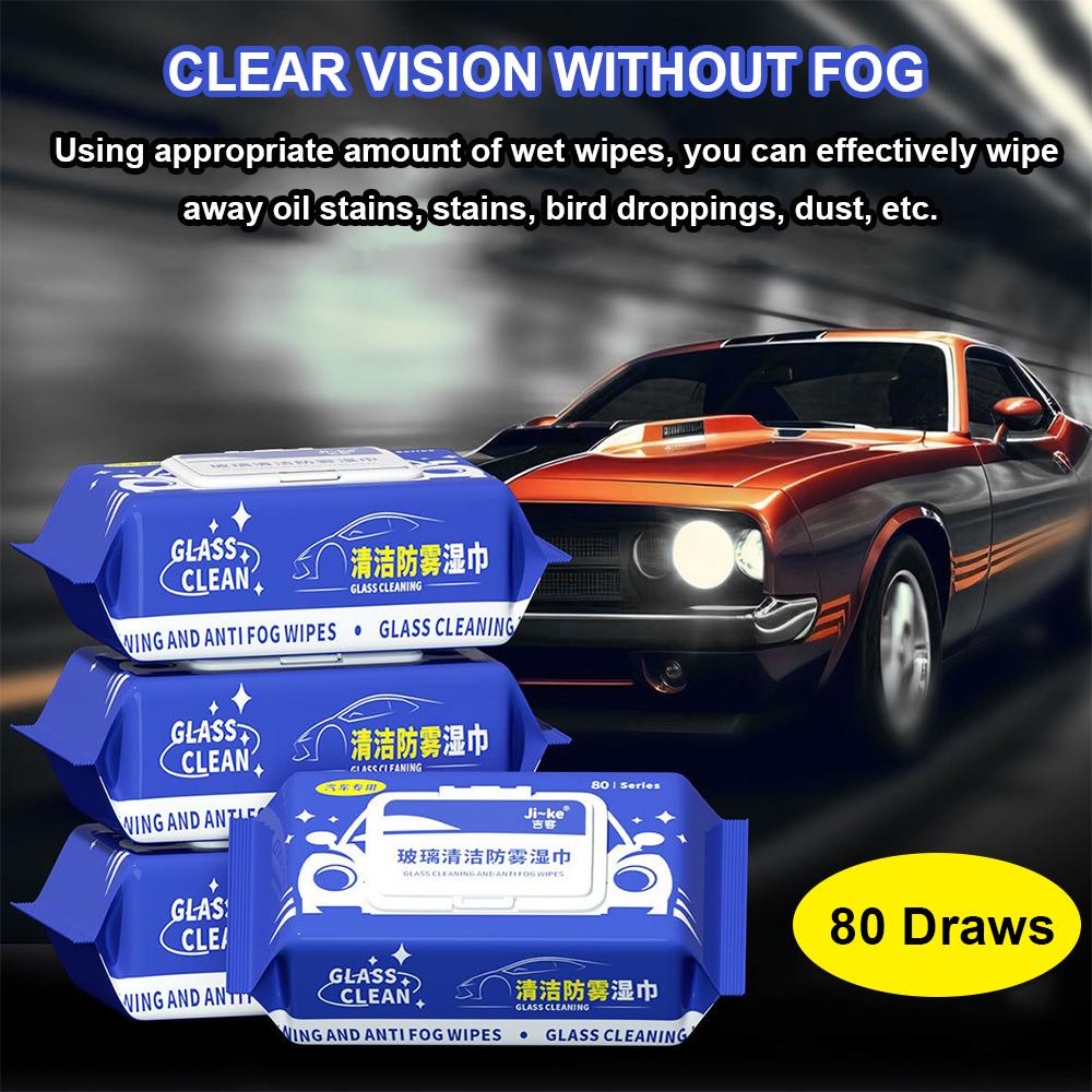 1/4PCs Car Glass Clean Wipes Anti-Fog Cleaning Tissues for Clear Vision Oil Stains Removal Dust Cleaner for Windows Windshields