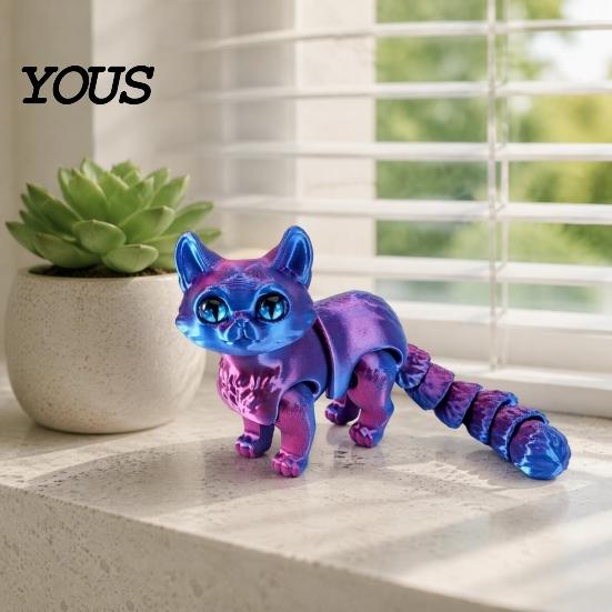 Handheld Decompression Toys 3D Printed Cat Toy, Articulated Movable Joint Figurine for Desk Fidget Office Decor, Cute Sensory Toy Kids Adults,