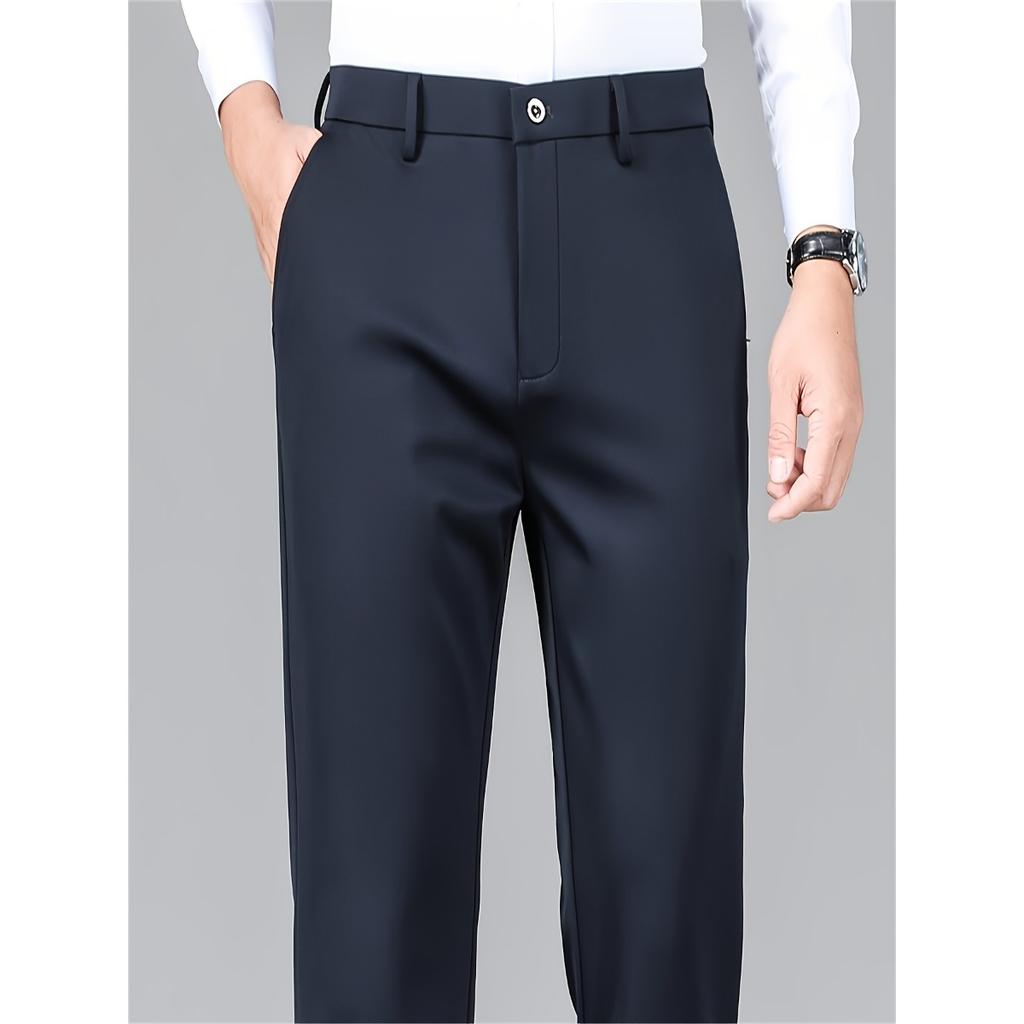Herren Leichte Business Casual Hose - Mittelhohe Taille Einfarbig Bürohose, Knopfverschluss, Vielseitige Professionelle Kleidung, Minimalistisches Design