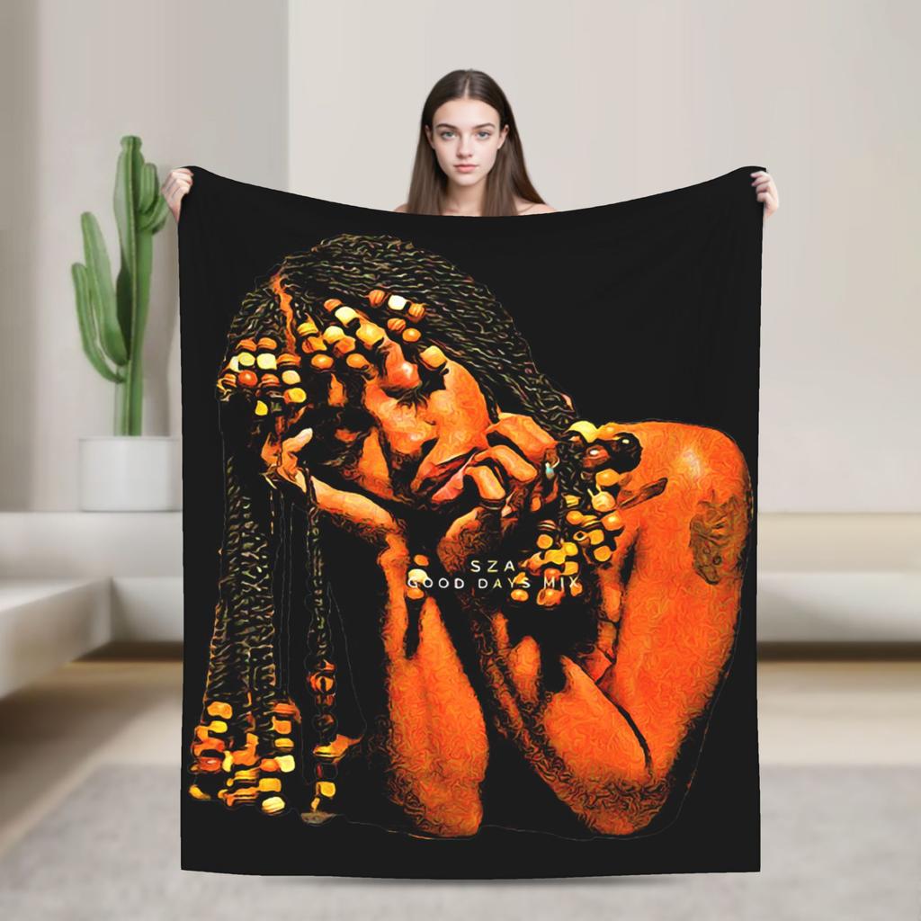 SOS SZA Rapper Knitted Blanket 90s Music Fleece Throw Blanket Bedroom Sofa Decoration Lightweight Bedspread