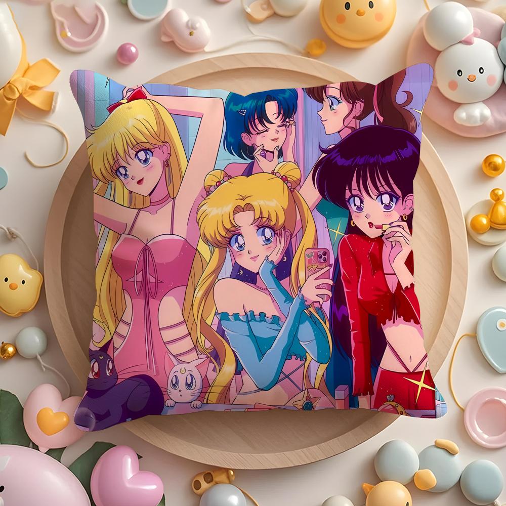 PIKPAKA SSailor MMoon Anime Cushion Cover Plush Fabric Soft DoubleSided Printed Sofa Warm Winter Home Gift Pillow Cover