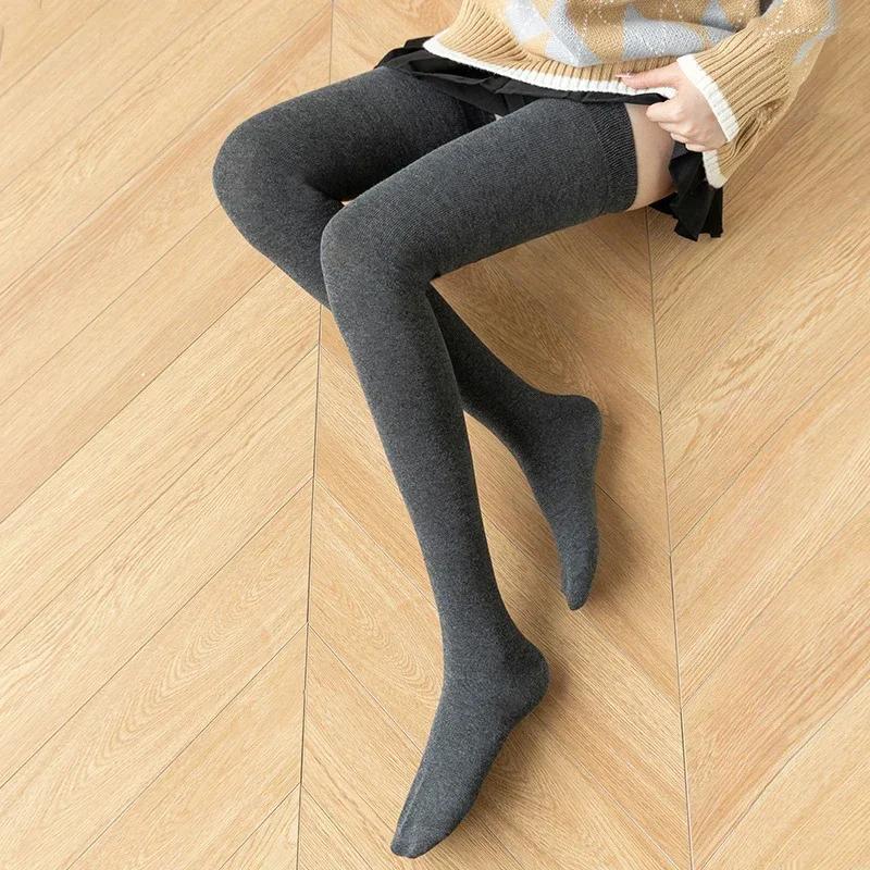 Long Socks Thigh High Stockings Silicone Nonslip Knee High Sock Grey Women Stockings Jk Girls Thigh High Socks Autumn Winter New