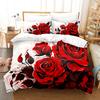 3pcs Rose Couples Bedding Sets 3D Printed Romantic King Full Size For Couples Gifts Duvet Cover With 2 Pillowcases Bedroom Decor