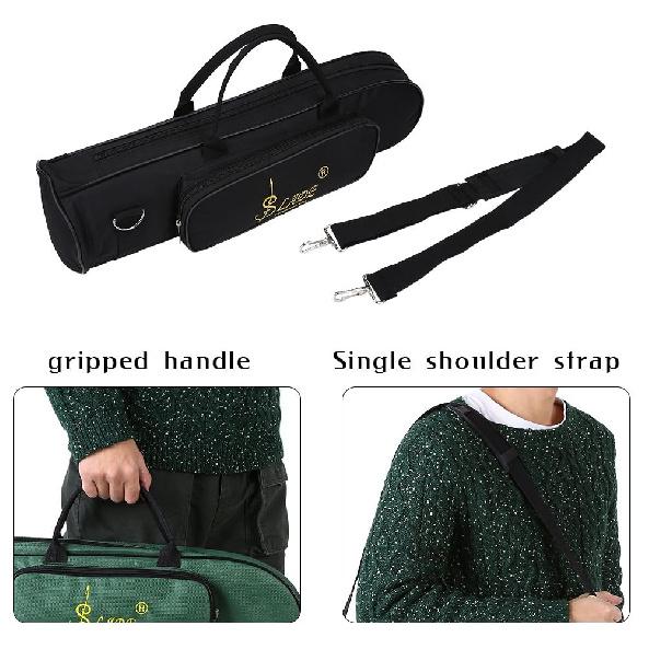 Trumpet Bag, Oxford Cloth Trumpet Gig Bag Thicken Waterproof Carrying Case with Shoulder Belt (Black) Bags, Straps