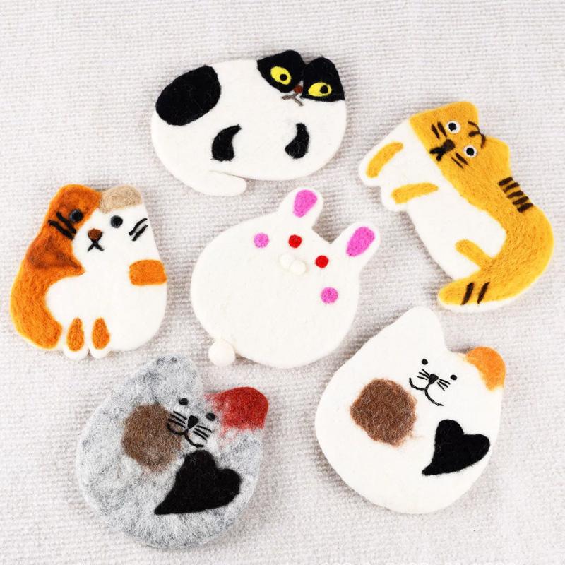 1 ks Vlněná plsť Měkké Stolní dekorace Ručně vyráběné Kreslené zvířátko Opakovaně použitelná Podložka pod šálek Tepelná izolace Lehká