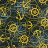 Royal Velvet Fabric Polyester For Sewing - Motif Yellow Anchors And Oars